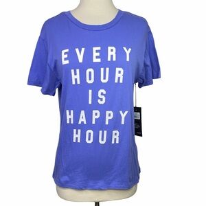 Wildfox Every Hour Is Happy Hour Tee Baja Blue, S